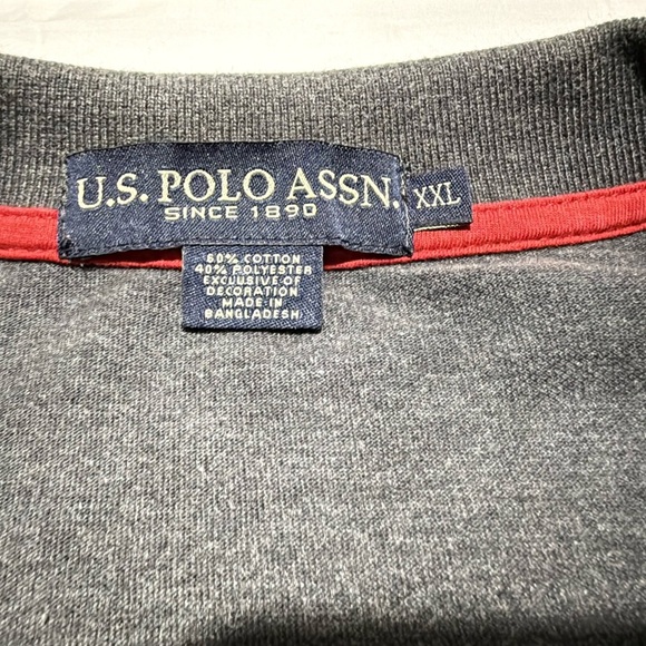 Used U.S. Polo Assn. Classic-Fit Polo Shirt 2XL Charcoal Gray Red Logo - Picture 6 of 12